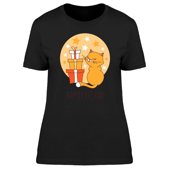 Happy Cats Day 3 Presents T-Shirt Women -Image by Shutterstock, Female Small