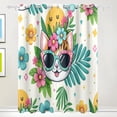 thumbnail image 1 of Happy Cats Faces Flowers Sunglasses Black Out Curtains 84 Inch Length Curtains for Sliding Glass Doors Bedroom Living Room 2 Pack, 1 of 6