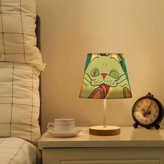 Happy Cats Faces LED Desk Lamp Table Lamp USB Bedside Nightstand Small Lamp for Bedroom Living Room Kids Room