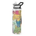 thumbnail image 1 of Happy Cats Faces Sports Water Bottle Portable Travel Mug 32oz BPA Free Leak Proof Straw Transparent Tritan for Gym Yoga Cycling Camping, 1 of 7