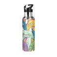 thumbnail image 1 of Happy Cats Faces Sports Water Bottle with Straw Lid Insulated Stainless Steel Leak Proof BPA Free Thermal Mug with Handle for Gym Yoga Cycling Camping, 1 of 8