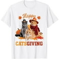 thumbnail image 1 of Happy Catsgiving Cute Thanksgiving Cat Wears Pilgrim Hat T-Shirt for Men Women Girls Kids,Top Tees,Whiet, 1 of 4