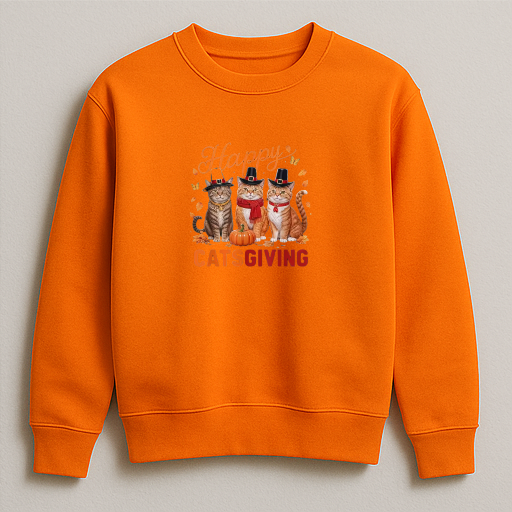 Happy Catsgiving Pumpkin Thanksgiving Autumn Season Cat Graphic Sweatshirt, up to size 5XL