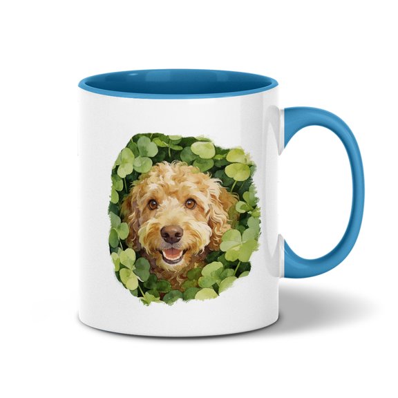 Happy Cavapoo Welcome St Patrick's Day Lucky Shamrocks Clover 11oz Accent Two-tone Mug Dog Lover Coffee Tea Cup - 22001