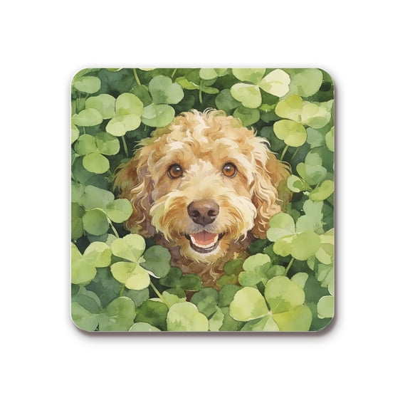Happy Cavapoo Welcome St Patrick's Day Lucky Shamrocks Clover Acrylic Magnet 2in Dog Lover Fridge Laptop Lockers Photo Decor - 22001