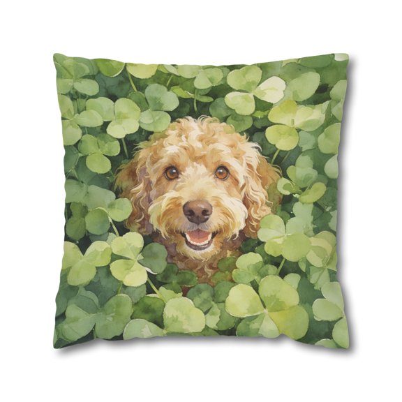 Happy Cavapoo Welcome St Patrick's Day Lucky Shamrocks Clover Pillow Cushion Double Sided Dog Lover Throw Pillow - 22001