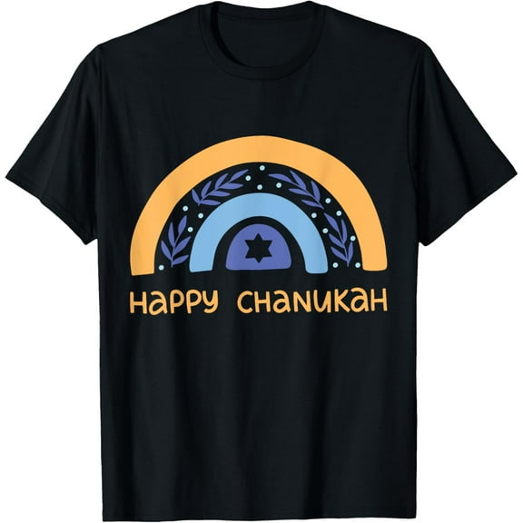 Happy Chanukah | Hanukkah T-ShirtMen and women, Black T-shirt, size: Extra large