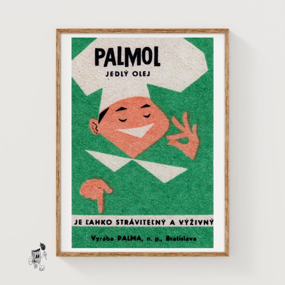 Happy Chef: Vintage Czech Matchbox Label Print