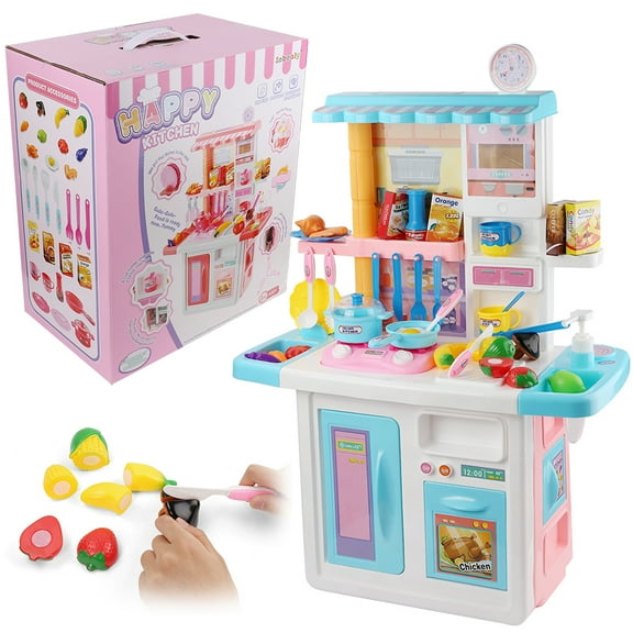 Happy Chefs Ultimate Kids Kitchen Play Set Complete Pretend Cooking Oven, Pots & Pans, Food, Utensils & Storage (Ages 3+)