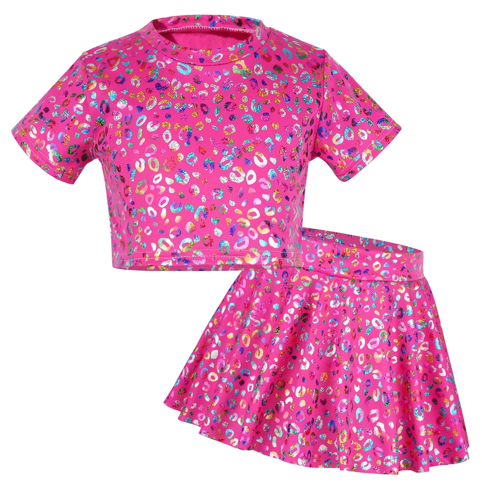 Happy Cherry 2 Pieces Girls Metallic Dance Outfit Kids Sparkly ...