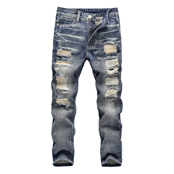 Happy Cherry Boy Skinny Jeans Kids Denim Pants Fit Ripped Jeans Trouser Casual Slim 11-12 Year