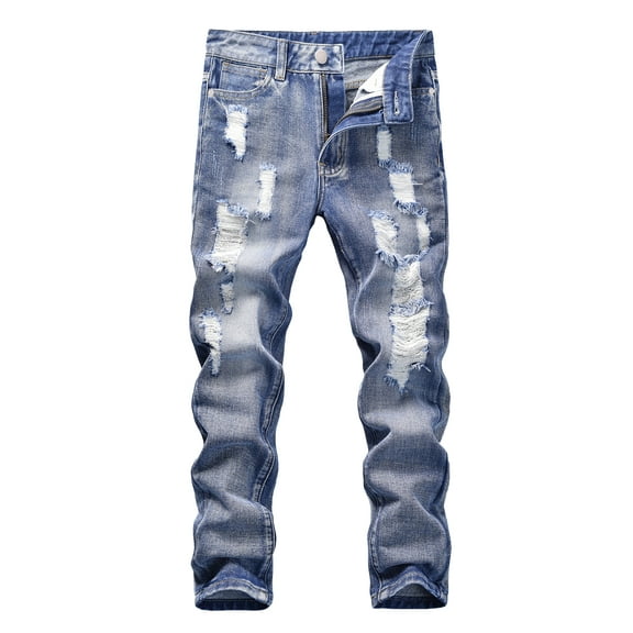 Happy Cherry Boy Skinny Jeans Kids Denim Pants Fit Ripped Jeans Trouser Slim Casual 11-12 Year