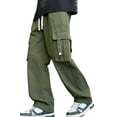 thumbnail image 1 of Happy Cherry Boys Cotton Cargo Pants Kids Baggy Trousers Teen Elastic Waist Drawstring Sweatpants Hip Hop Joggers 13-14 Years, 1 of 7