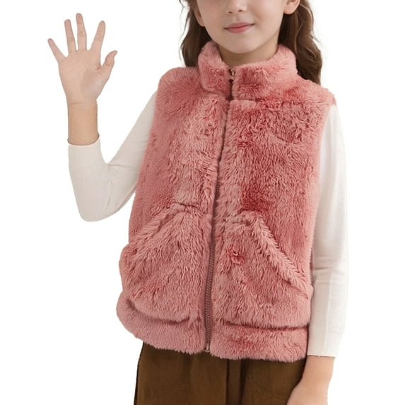 Happy Cherry Boys Polar Fleece Vest Toddler Sleeveless Zipper Jacket Girls Winter Outwear Kids Outdoor Thick Gilet Fall Lightweight Soft Outerwear 2-3 T Pink