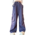 thumbnail image 1 of Happy Cherry Girls Baggy Cargo Trousers Wide Leg Y2K Hip Hop Streetwear Kids Trousers Summer 13-14 Years, 1 of 7