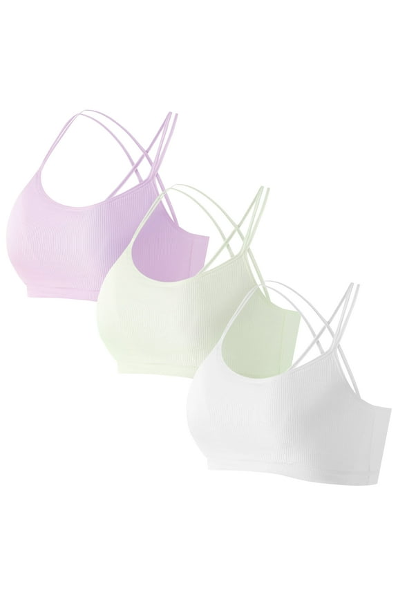 Girls Padded Sport Bra Kids Yoga Bra Racerback teen Training Bras Cotton Bralette Bra Crop Top