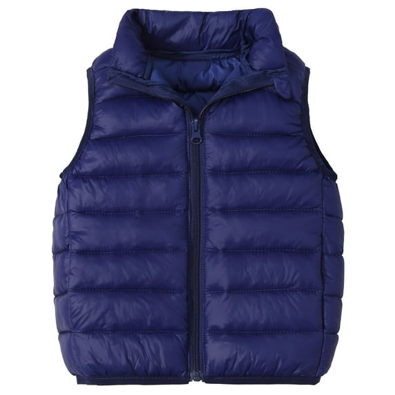 Happy Cherry Kids Down Vest Girls Sleeveless Puffer vest Boys Lightweight Warm Quilted Gilet Winter Waistcoat Snow Outerwear Outdoor Bodywarmer Cotton Padded Stand Collar for 3-4 Years Navy Blue