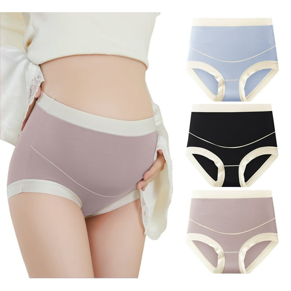 Happy Cherry Maternity High Waisted Underwear Pregnancy Women Panties Postpartum Hipster Panty Pregnancy Under The Bump Comfortable Soft Modal Briefs 3 Pack 4XL