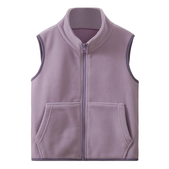 Happy Cherry Polar Fleece Vest Toddler Kids Sleeveless Jacket Boys Girls Winter Warm Waistcoat Zip Up Children Lightweight Outwear with Pockets