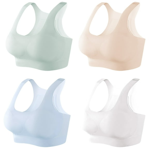 Happy Cherry Teen girls Training Bras Removable Pads Seamless Sports Bra 4 Pack Athletic Yoga Bralette Active Breathable Bra 10-12 Years