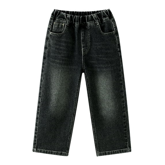 Happy Cherry Toddler Baggy Jeans Elastic Waist Boys Denim Streetwear Kids Wide Leg Trousers Loose Y2K Pants with Pockets 8-9 Years