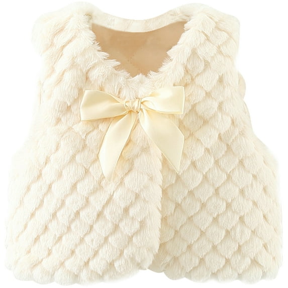 Happy Cherry Toddler Girl Plush Vest Baby Fleece Vest Faux Fur Cloak Jacket Thick Fleece Shrugs Winter Warm Clothes Sleeveless Outerwear