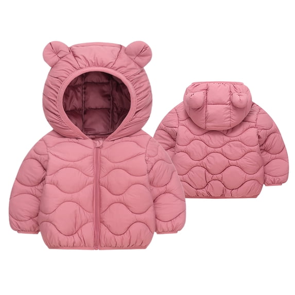 Happy Cherry Toddler Lightweight Coat Infant Bear Outerwear Baby Boys Hoods Coat Baby Girls Padded Puffer Jackets for Autumn Outdoor Spring 4-5 Years Pink
