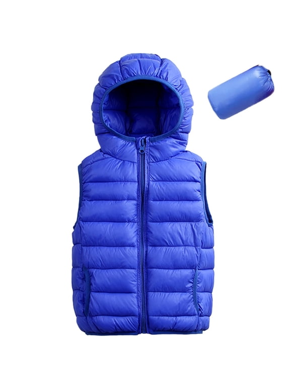 Toddler Puffer Down Vest Hooded Boys Sleeveless Lightweight Jacket Girls Winter Packable Waistcoat Kids Warm Gilet with Zipper 2 Years