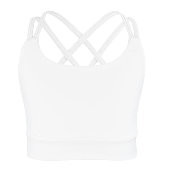 Happy Cherry Training Bras for Girls Racerback Kid Cotton Sports Bra Athletic Yoga Bralette Active Crop Top Ballet Gymnastics Dance Undershirt 7-8 Years White