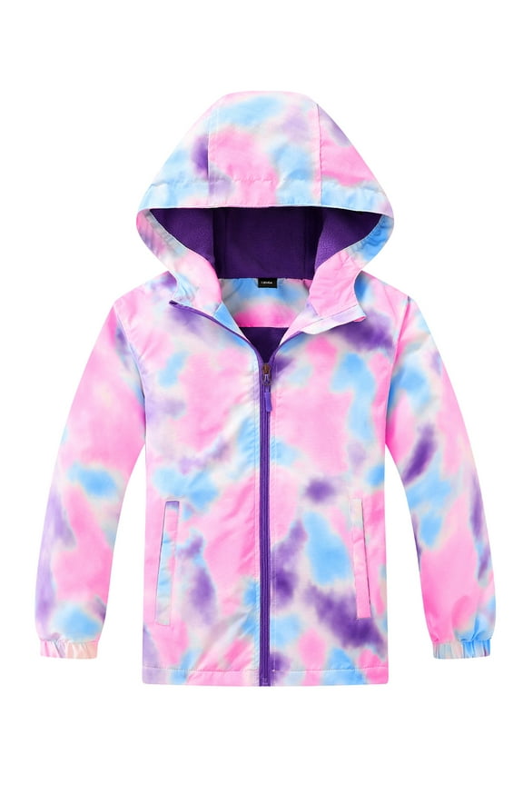 Waterproof Rain Jackets for Boys Lightweight Fleece Lined Raincoat Kid Girls Windproof Coat Lightweight Windbreakers for Outdoor Hiking 6-7 Years