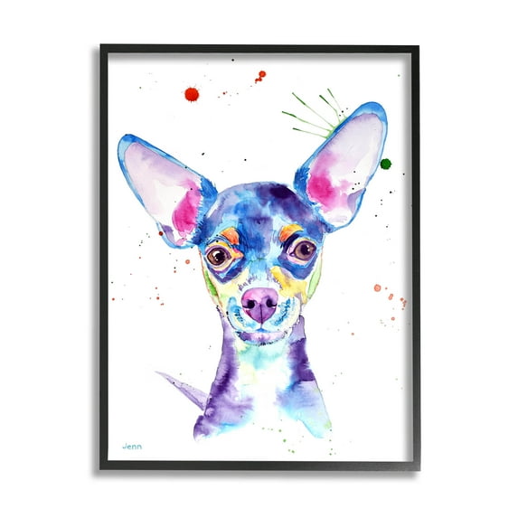 Happy Chihuahua Casual Composition Animals & Insects Graphic Art Black Framed Art Print Wall Art