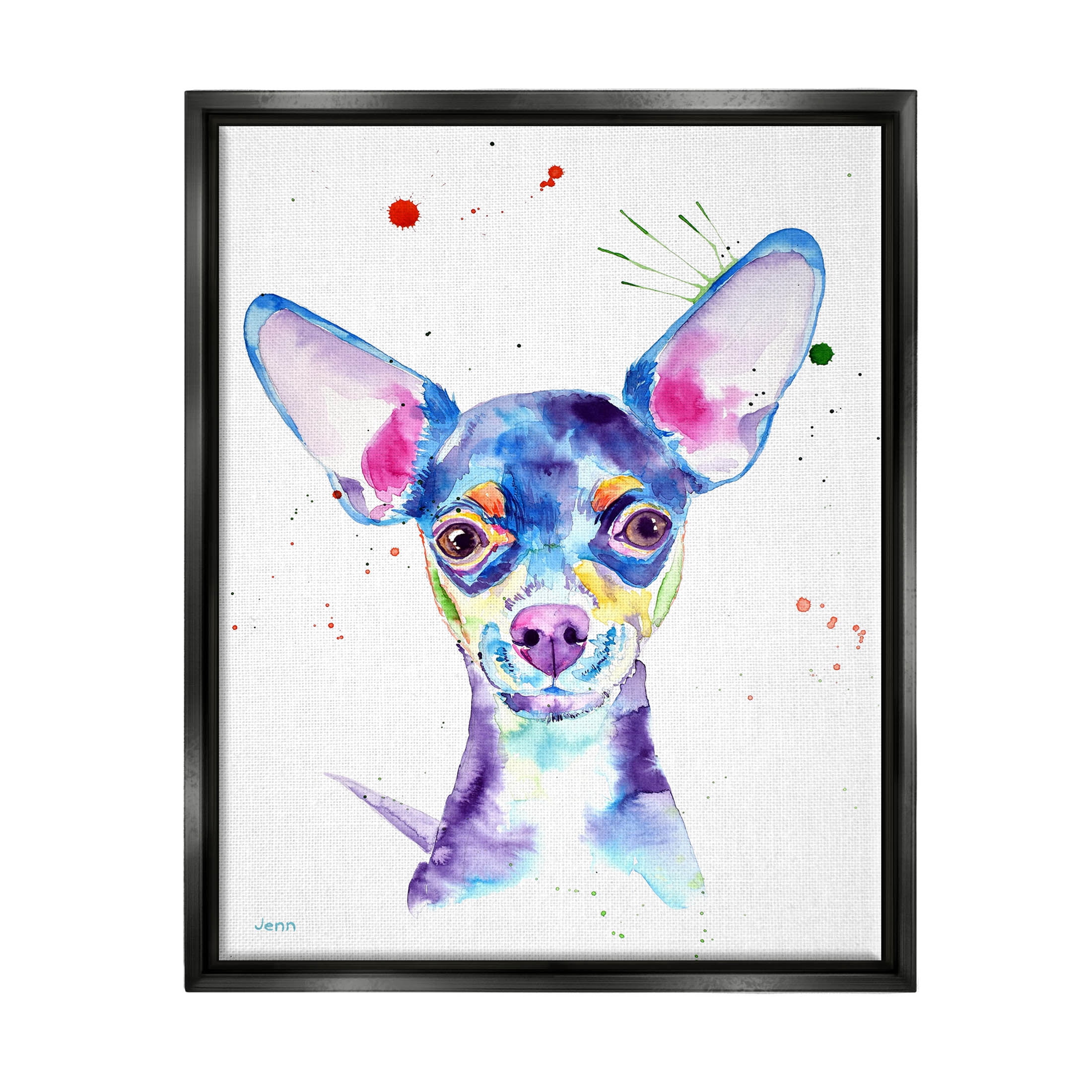 Happy Chihuahua Casual Composition Animals & Insects Graphic Art Jet Black Framed Art Print Wall Art
