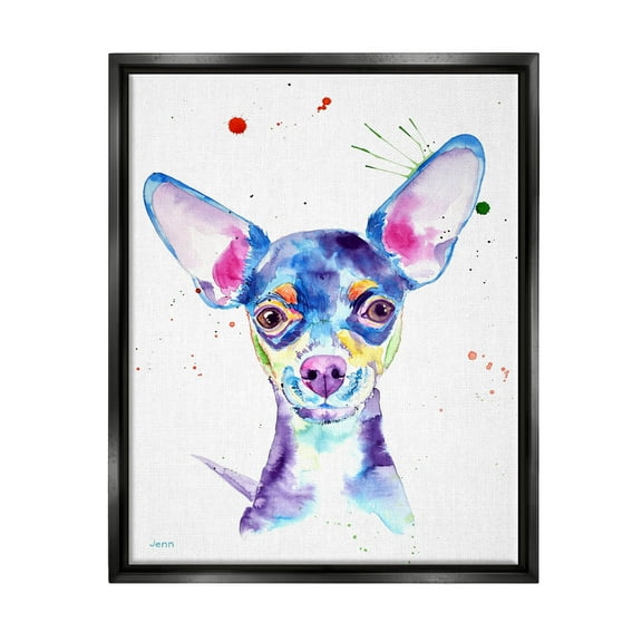 Happy Chihuahua Casual Composition Animals & Insects Graphic Art Jet Black Framed Art Print Wall Art