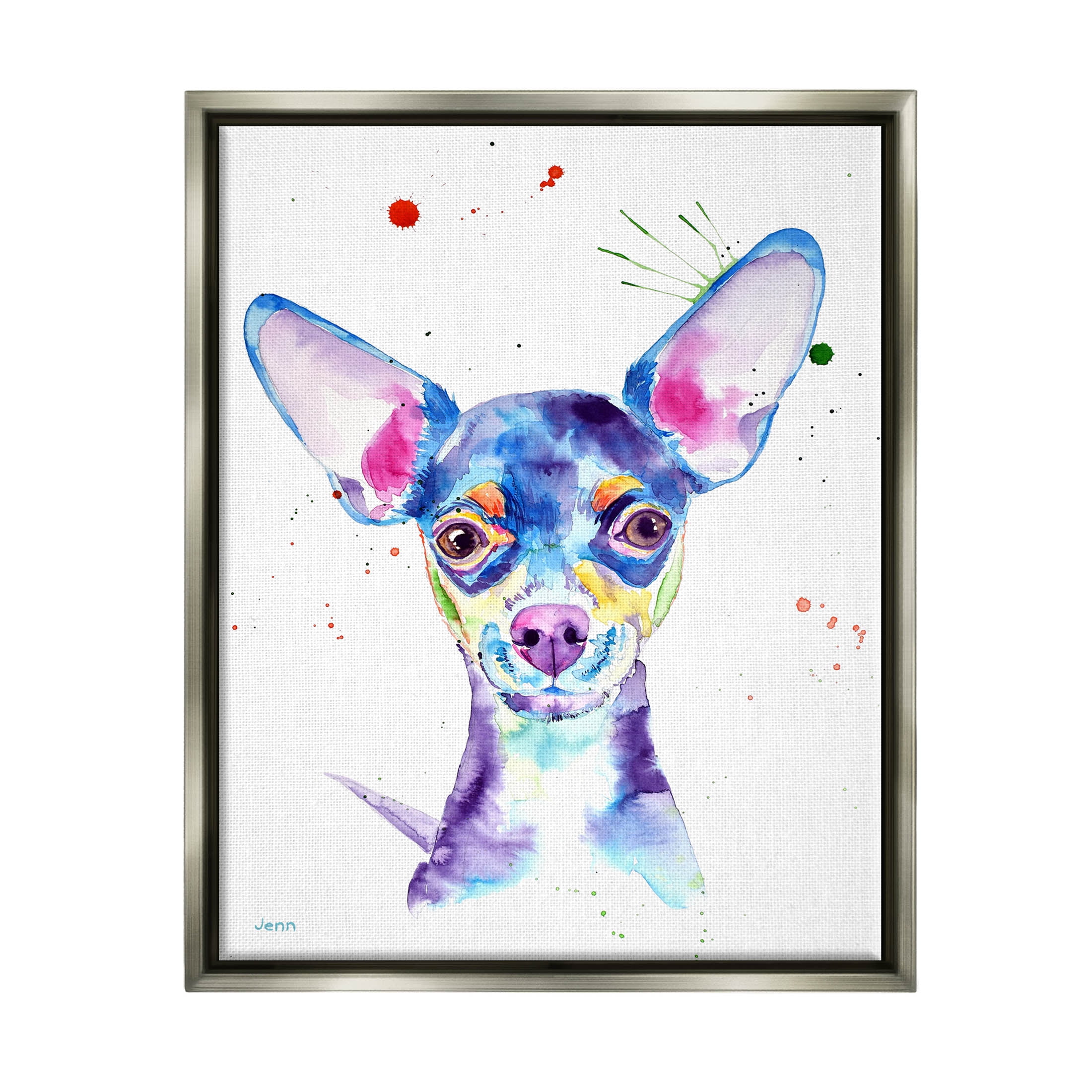 Happy Chihuahua Casual Composition Animals & Insects Graphic Art Luster Gray Framed Art Print Wall Art