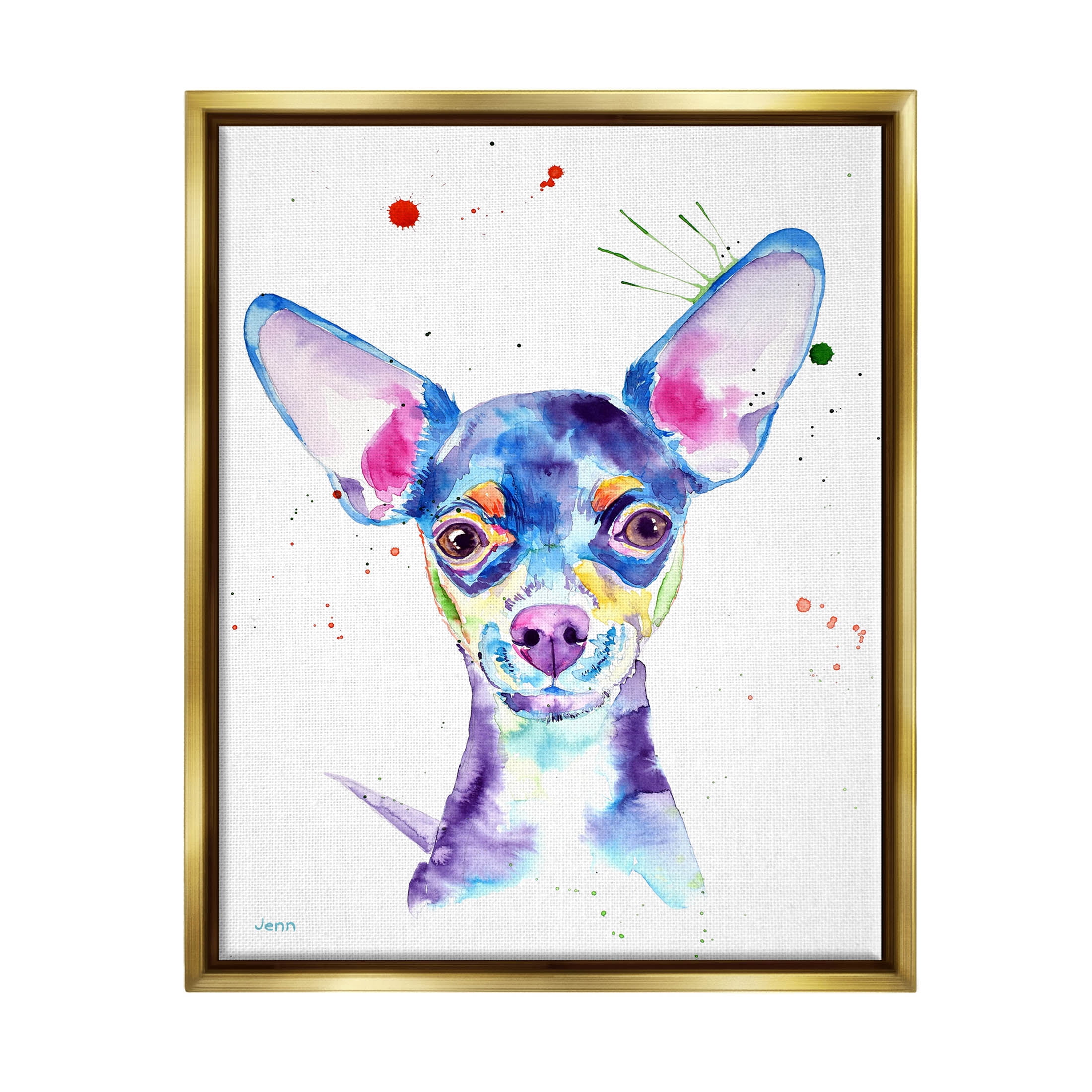 Happy Chihuahua Casual Composition Animals & Insects Graphic Art Metallic Gold Framed Art Print Wall Art
