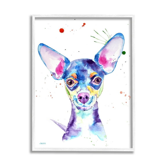 Happy Chihuahua Casual Composition Animals & Insects Graphic Art White Framed Art Print Wall Art