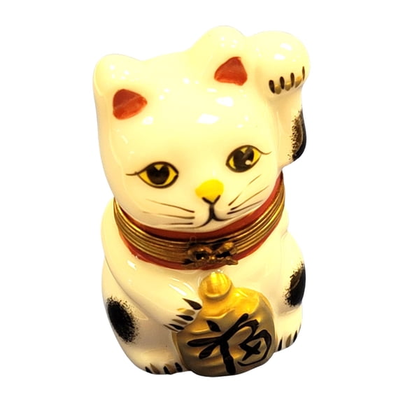 Charming Cat Figurine for Collectors Limoges Box Porcelain Figurine