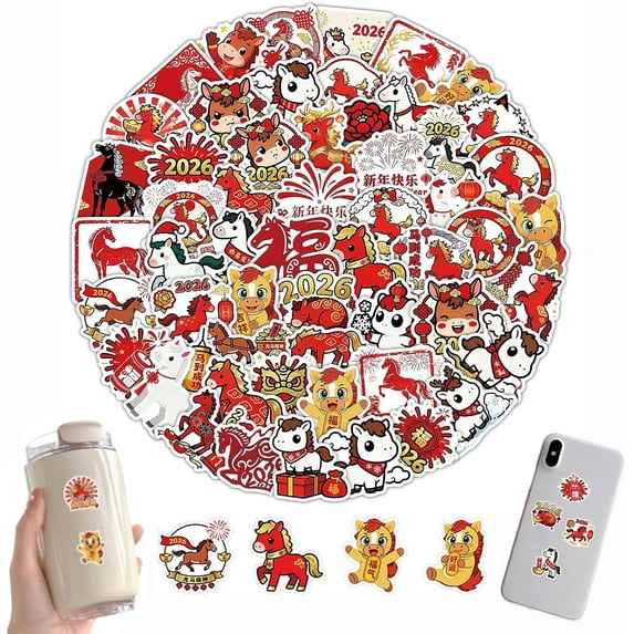 Happy Chinese New Year Stickers 2026,Year of The Horse 2026 Lunar New ...