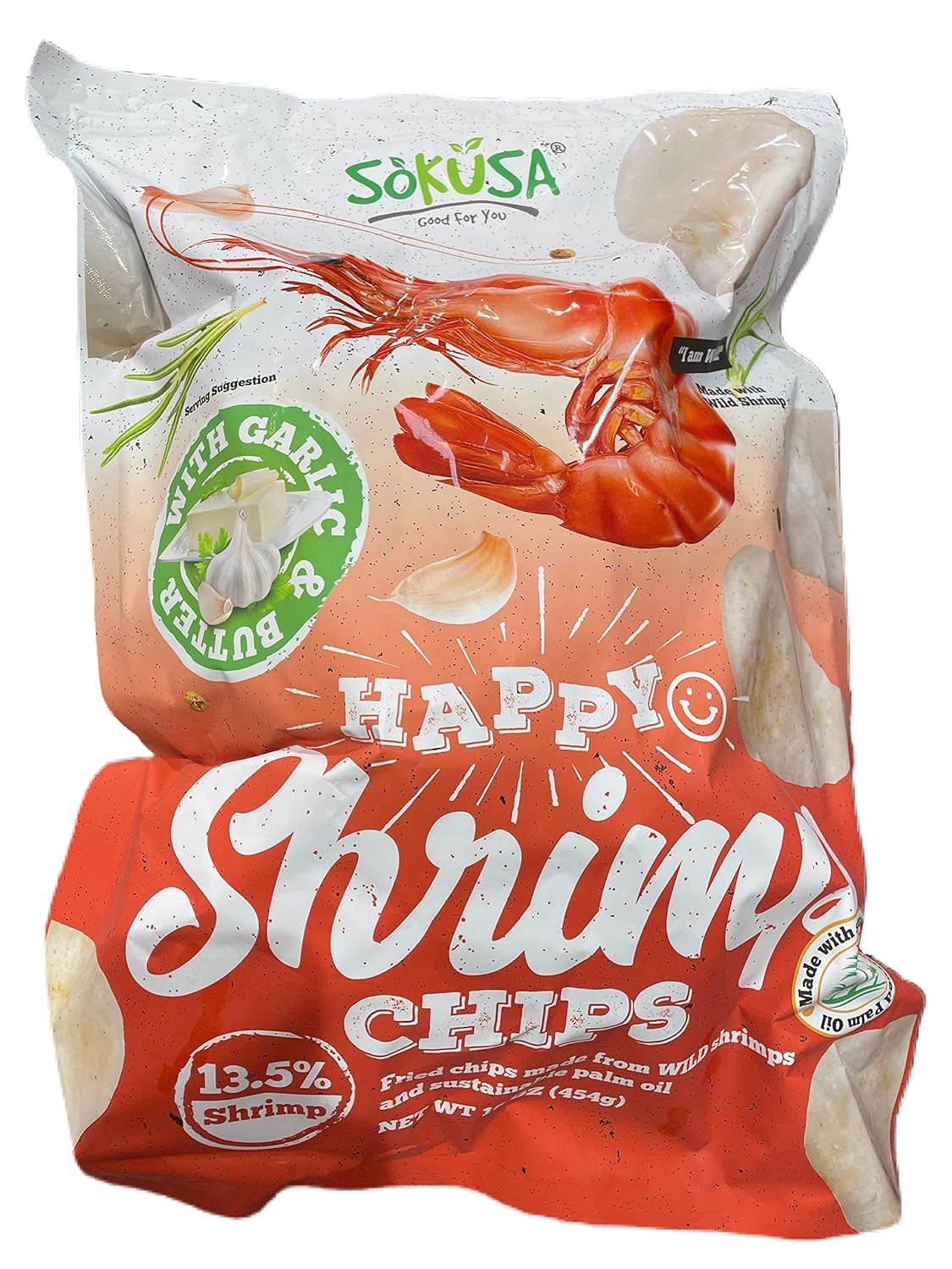 Happy Chips, Garlic and Butter Shrimp Flavored Chips, Family Size