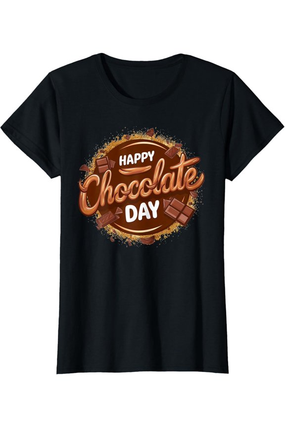 Happy Chocolate Day Celebrating World Chocolate Day Ladies' Crewneck T-Shirt Unisex Full Size S-5XL