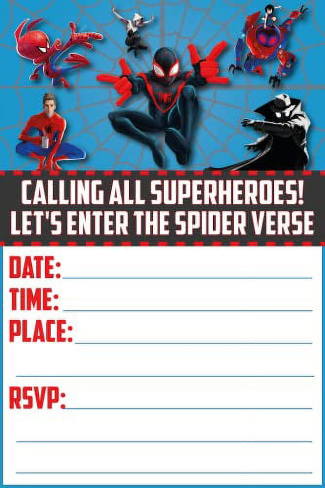 Happy Choice Invitation Cards Spider Man Verse Happy Birthday Fillin