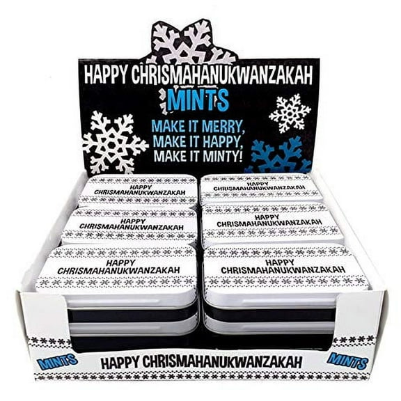 Happy Chrismahanukwanzakah Mints Candy - 1.5-oz. Tin - 18 Count Display Pack