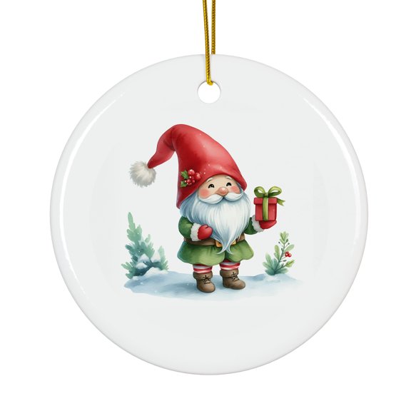 Happy Christmas Gnome Magical Season Treasure For Gifts And Surprises Hanging Round Ornament
