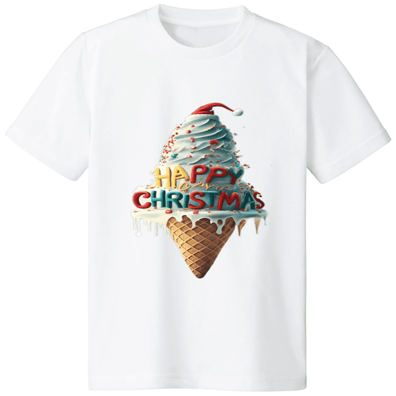 Happy Christmas Ice Cream Printed T-shirt 3508154_white