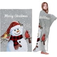 thumbnail image 1 of Happy Christmas Snowman and Cardinals Throw Blankets, Grey Winter Holidays Soft Fleece Blanket Decorative for Home Sofa Couch Chair Living Bedroom,30x40 Inches,, 1 of 6
