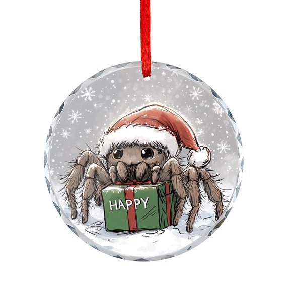 Happy Christmas Spider Christmas Ornament for Xmas Tree Spider in Santa Hat Christmas Ornaments Crystal Hanging