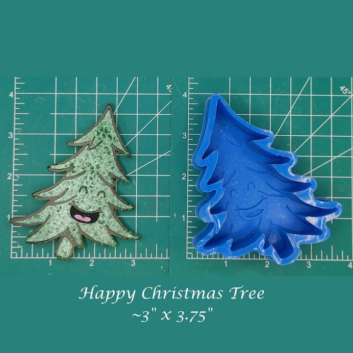 Happy Christmas Tree Silicone freshie Mold