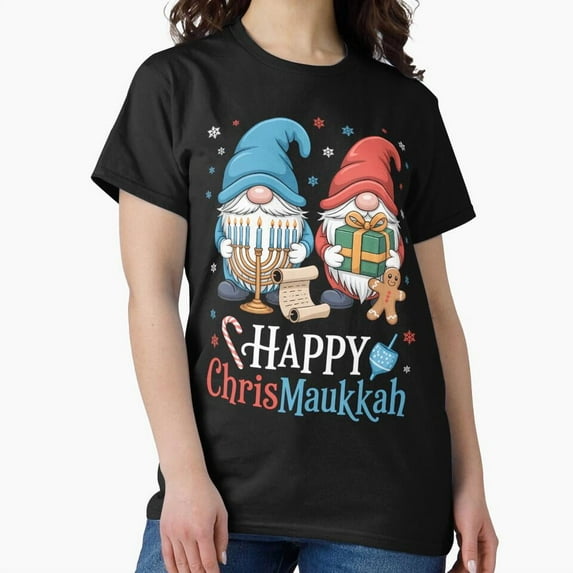 Happy Christmukkah Funny Sweater, Hanukkah Christmas Gnome Themed G30593 Unisex T-Shirt, Up to Size 5XL