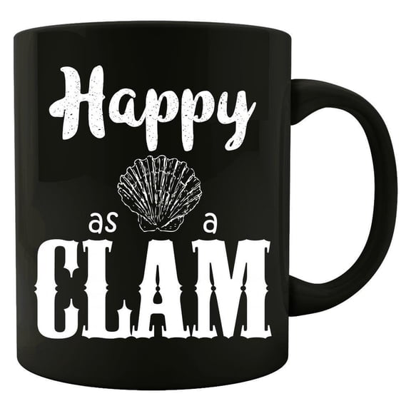 Happy Clam 11 oz Coffee Mug - Geoduck Seafood Humor White Ceramic Gift