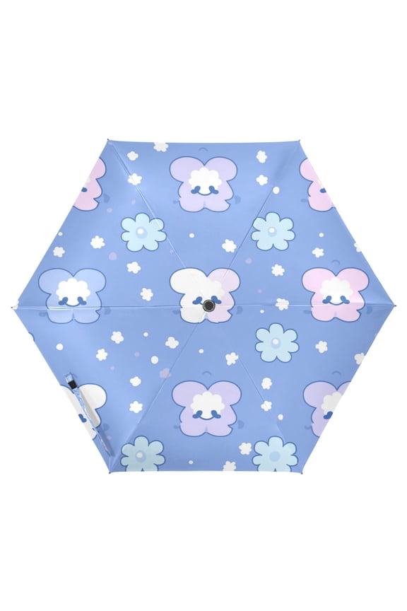 Happy Cloud and Flower Folding Umbrella UV50+ Waterproof Sun Protection Auto Open Close Compact Fiberglass Frame